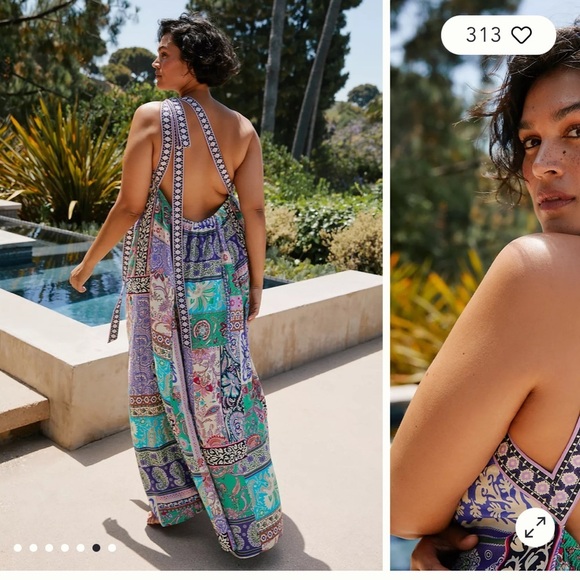 By Anthropologie Paisley Floral Pattern One-Shoulder Bow Maxi Dress size 2X - Picture 2 of 16